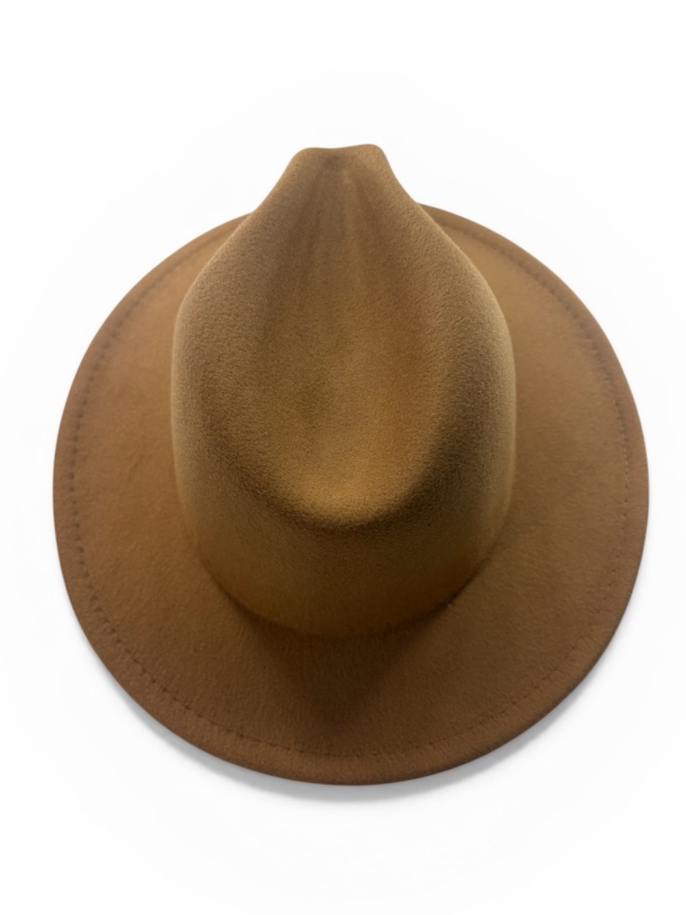 Women’s wide brim Beige, Brown Felt Fedora Hat, Mountian hat, OS - Picture 3 of 6